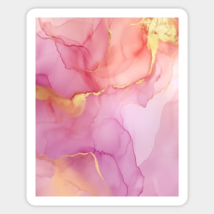 Fluid Soft Pink and Gold Abstract Sticker